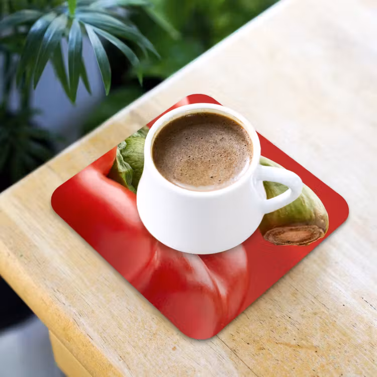 Coaster - Food - Bell Pepper - Red - Eten - Paprika - Rood onderzetter kurk middel