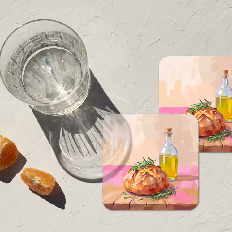 Eten - Brood - Olijfolie - Abstract - Keuken onderzetter kurk middel -sfeer4