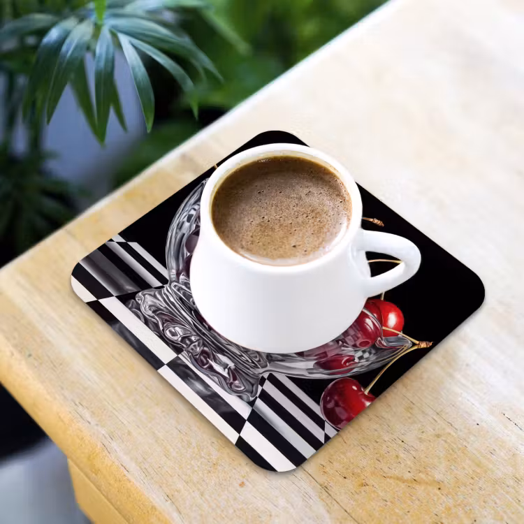 Coaster - Food - Cherries - Red - Eten - Kersen - Rood onderzetter kurk middel