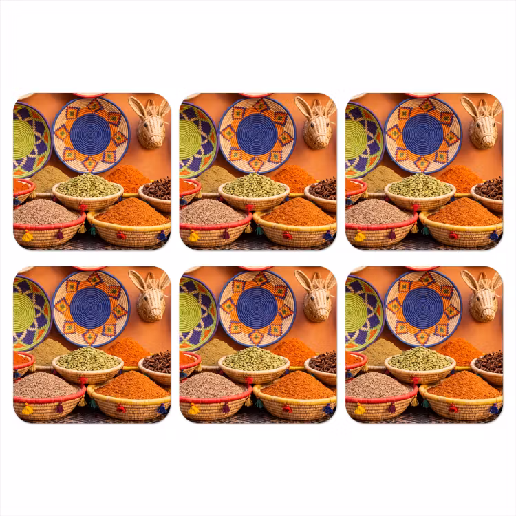 Coaster - Food - Colorful - Culture - Eten - Kleurrijk - Cultuur onderzetter kurk middel