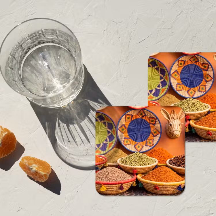 Coaster - Food - Colorful - Culture - Eten - Kleurrijk - Cultuur onderzetter kurk middel