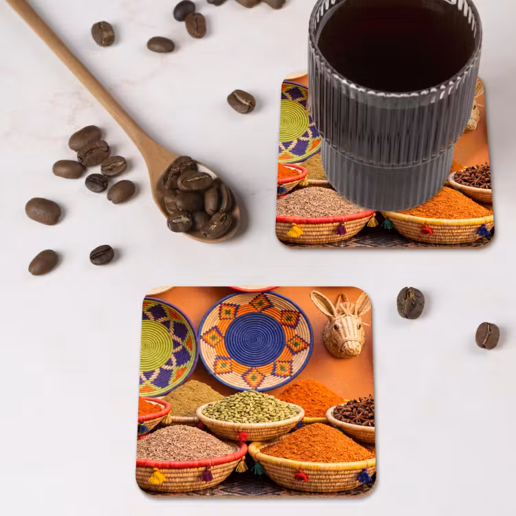 Coaster - Food - Colorful - Culture - Eten - Kleurrijk - Cultuur onderzetter kurk middel