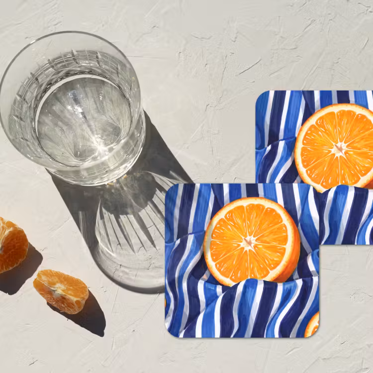 Coaster - Food - Fruit - Orange - Eten - Fruit - Oranje onderzetter kurk middel