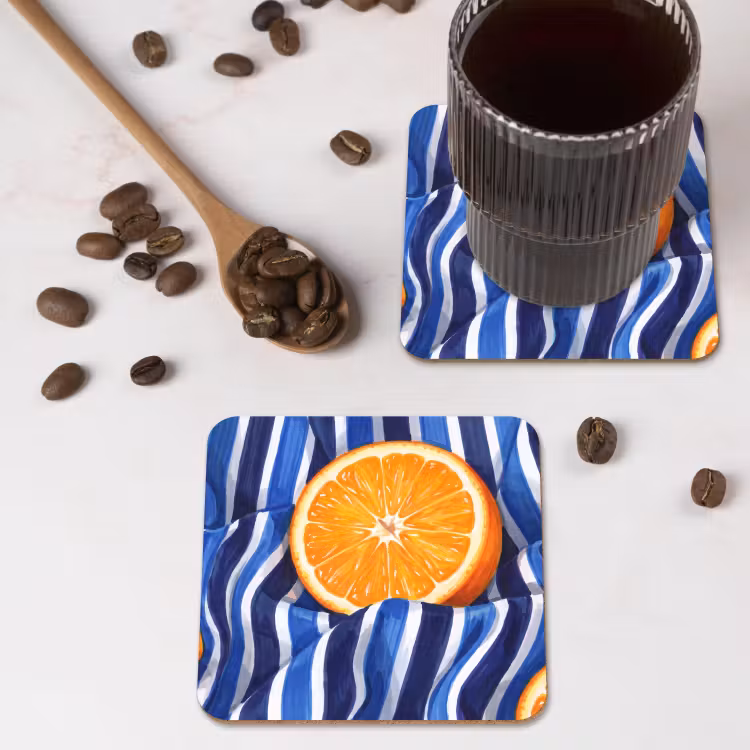 Coaster - Food - Fruit - Orange - Eten - Fruit - Oranje onderzetter kurk middel