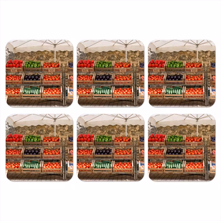Coaster - Food - Market - Fresh - Eten - Markt - Vers onderzetter kurk middel