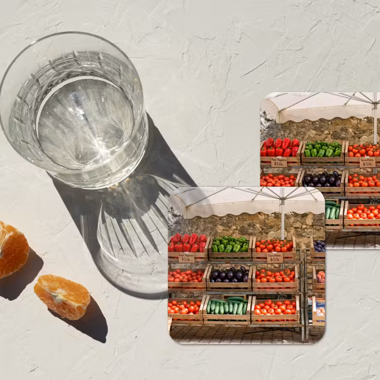 Coaster - Food - Market - Fresh - Eten - Markt - Vers onderzetter kurk middel