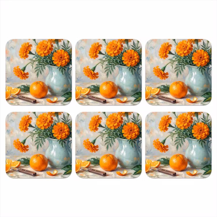 Coaster - Food - Orange - Art - Eten - Oranje - Kunst onderzetter kurk middel