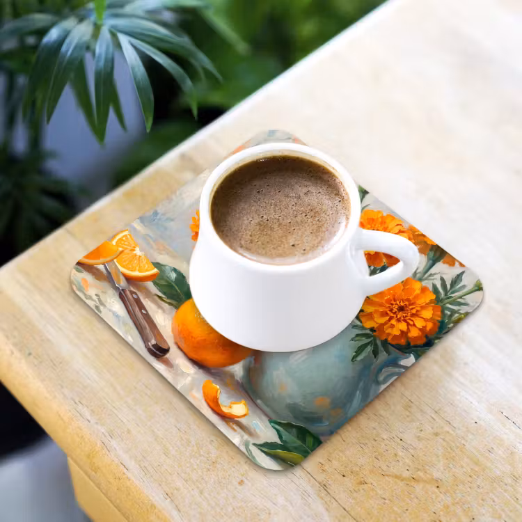 Coaster - Food - Orange - Art - Eten - Oranje - Kunst onderzetter kurk middel