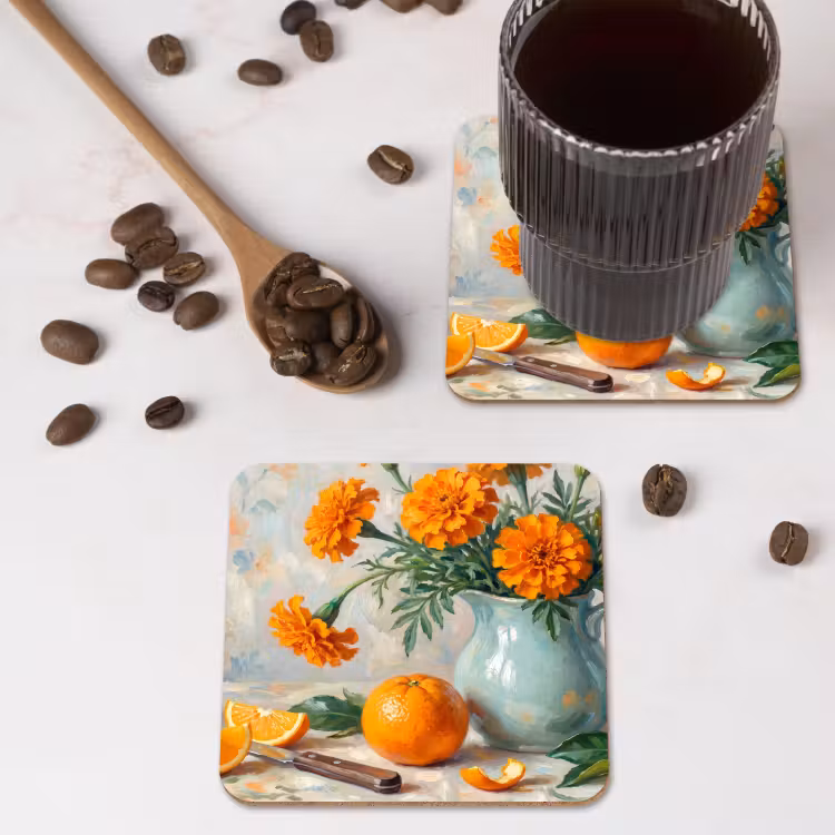 Coaster - Food - Orange - Art - Eten - Oranje - Kunst onderzetter kurk middel