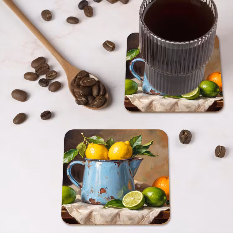 Coaster - Food - Still Life - Classical - Eten - Stilleven - Klassiek onderzetter kurk middel