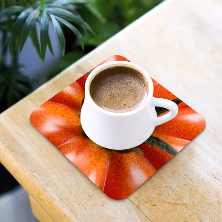 Coaster - Food - Tomato - Red - Eten - Tomaat - Rood onderzetter kurk middel