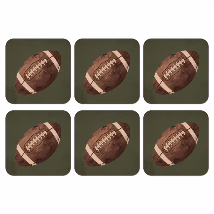 Football - Hout - Sport - Groen onderzetter kurk middel -3d