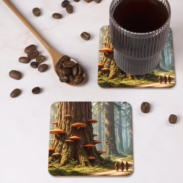 Coaster - Forest - Trees - Nature - Bos - Bomen - Natuur onderzetter kurk middel