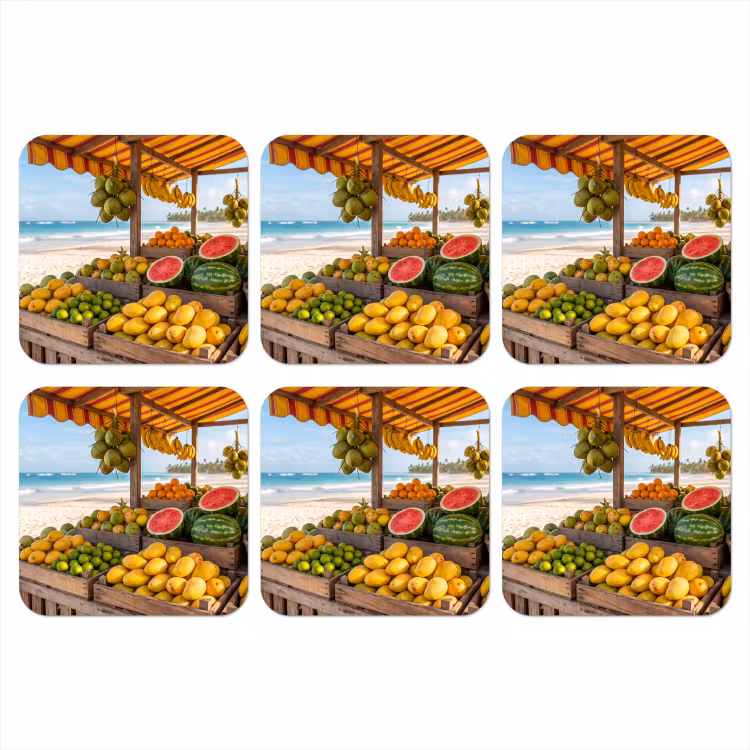 Coaster - Fruit - Beach - Tropical - Fruit - Strand - Tropisch onderzetter kurk middel