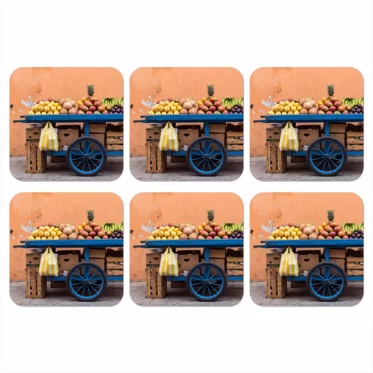 Coaster - Fruit - Cart - Street - Fruit - Kar - Straat onderzetter kurk middel