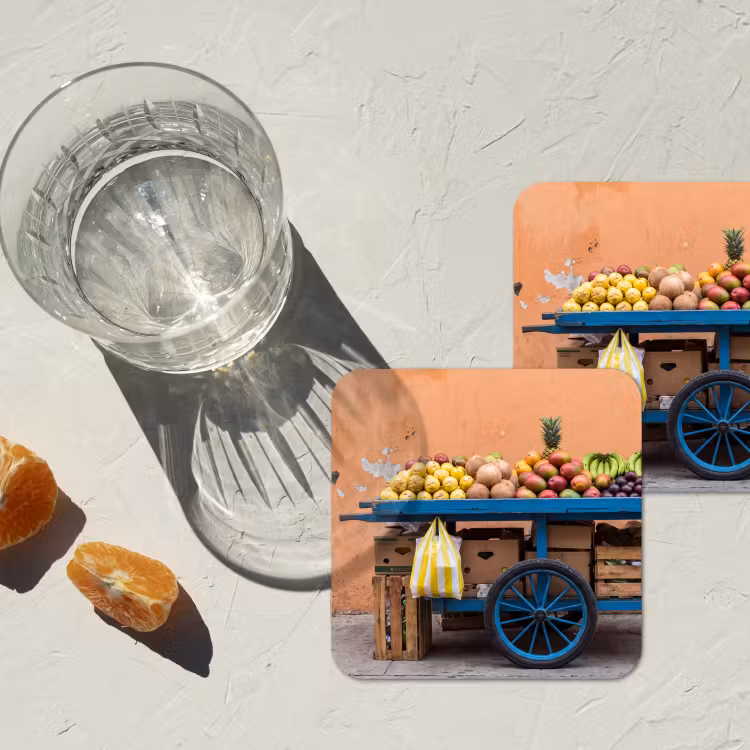 Coaster - Fruit - Cart - Street - Fruit - Kar - Straat onderzetter kurk middel
