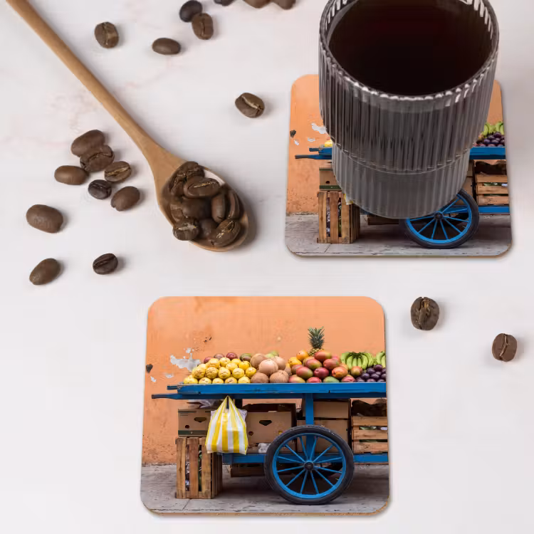 Coaster - Fruit - Cart - Street - Fruit - Kar - Straat onderzetter kurk middel