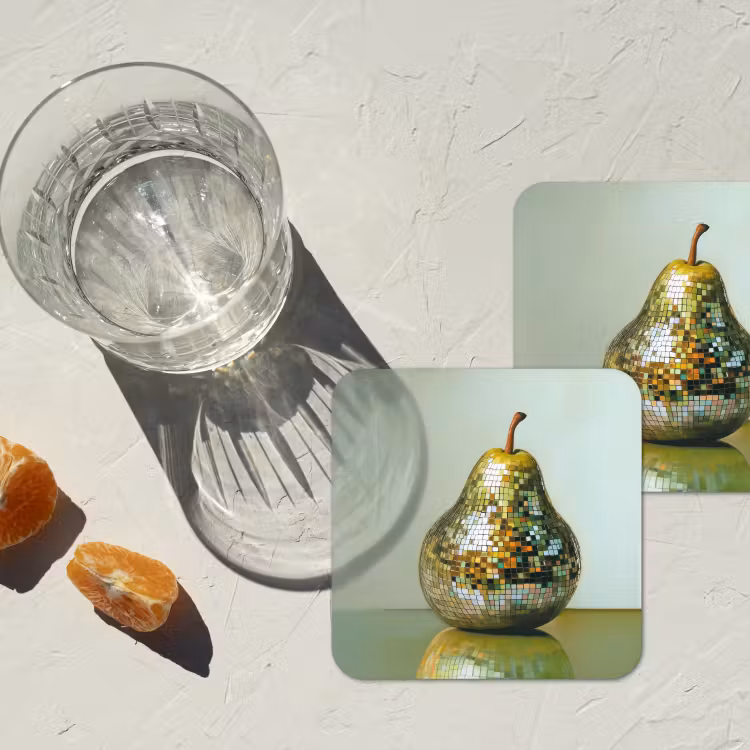 Fruit - Disco - Art - Glitter onderzetter kurk middel -sfeer4
