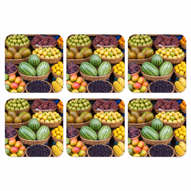 Coaster - Fruit - Market - Colorful - Fruit - Markt - Kleurrijk onderzetter kurk middel