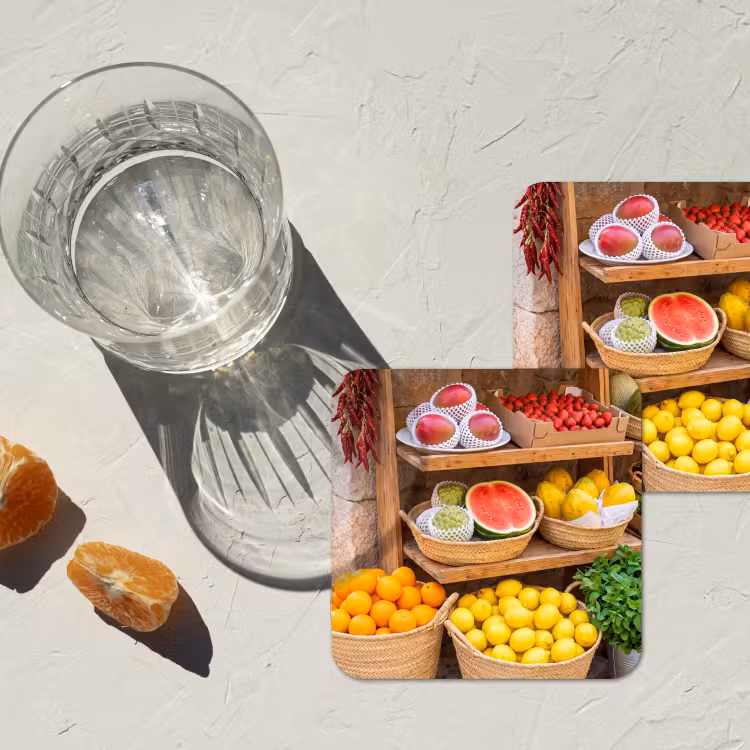Coaster - Fruit - Market - Fresh - Fruit - Markt - Vers onderzetter kurk middel