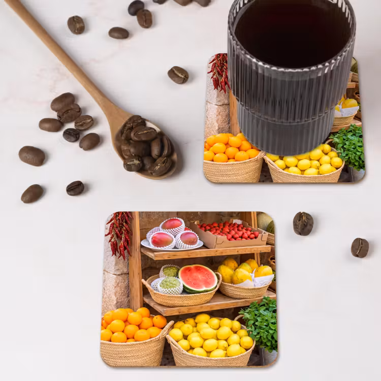 Coaster - Fruit - Market - Fresh - Fruit - Markt - Vers onderzetter kurk middel