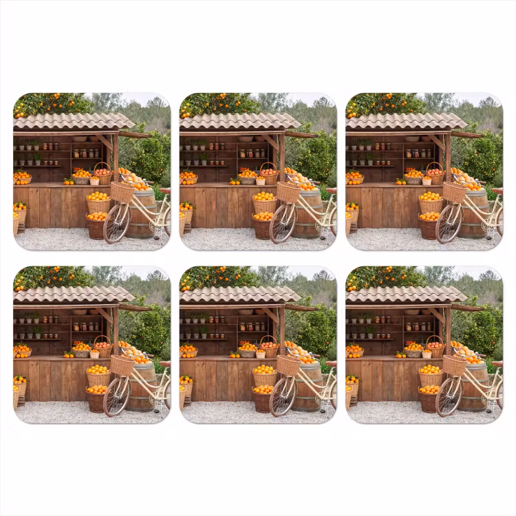 Coaster - Fruit - Market - Rural - Fruit - Markt - Landelijk onderzetter kurk middel
