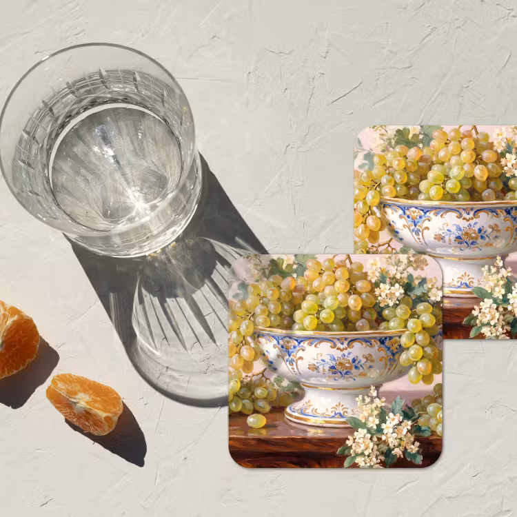 Coaster - Fruit - Still Life - Classical - Fruit - Stilleven - Klassiek onderzetter kurk middel