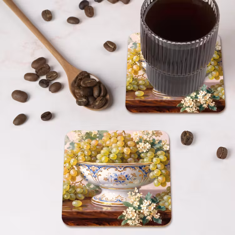 Coaster - Fruit - Still Life - Classical - Fruit - Stilleven - Klassiek onderzetter kurk middel