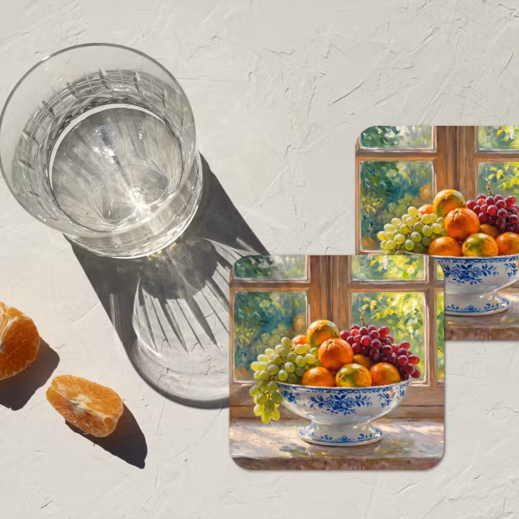 Coaster - Fruit - Windowsill - Nature - Fruit - Vensterbank - Natuur onderzetter kurk middel