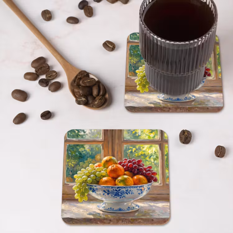 Coaster - Fruit - Windowsill - Nature - Fruit - Vensterbank - Natuur onderzetter kurk middel