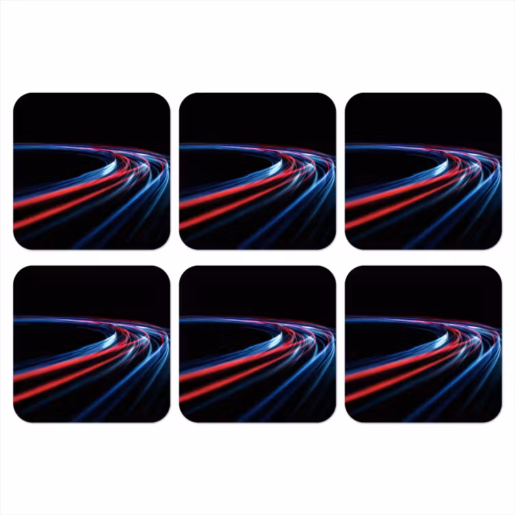 Gaming - Lichtbanen - Golvend - Rood onderzetter kurk middel -3d