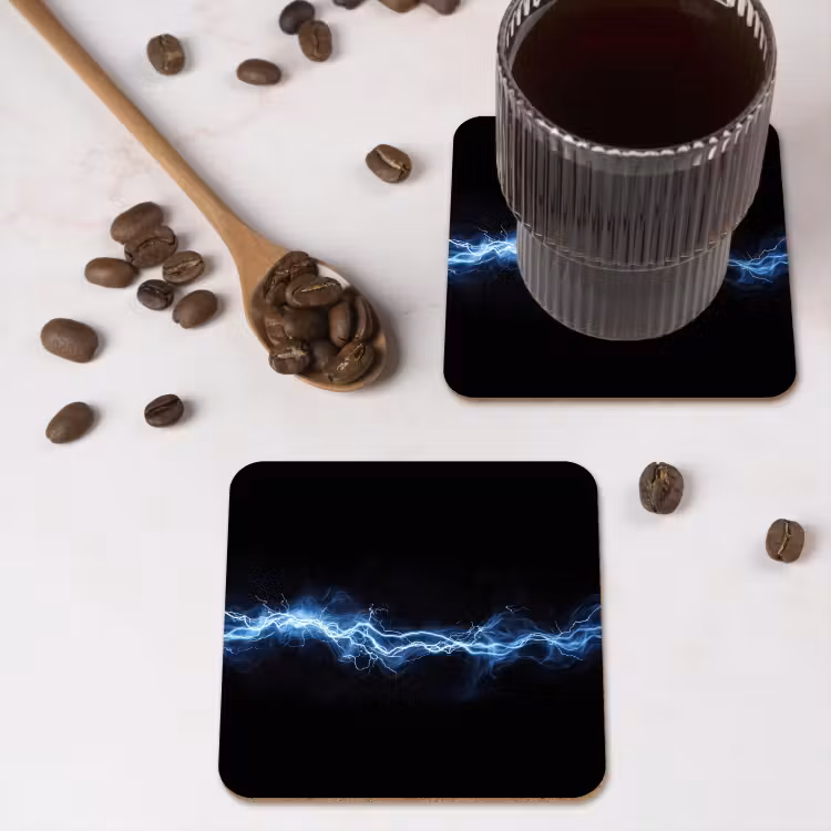 Gaming - Bliksemflits - Blauw - Energie onderzetter kurk middel -sfeer2