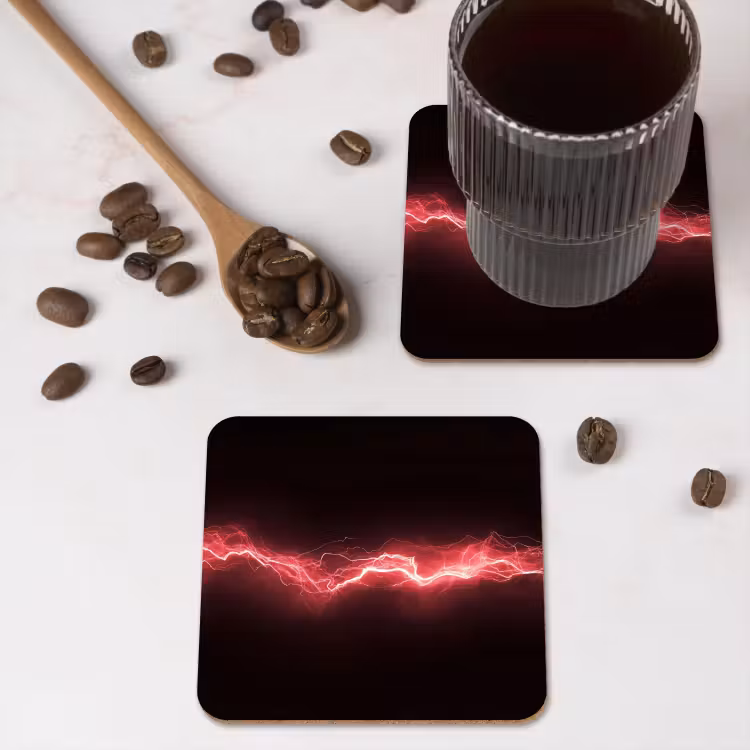 Gaming - Rood - Elektriciteit - Energie - Lijn onderzetter kurk middel -sfeer2
