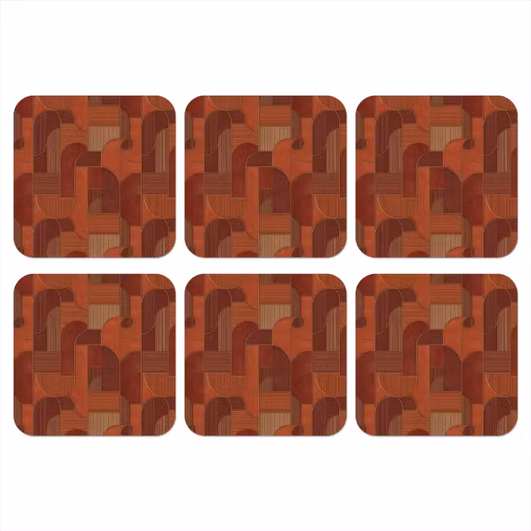 Geometrisch - Abstract - Textuur - Bruin onderzetter kurk middel 366 -3d