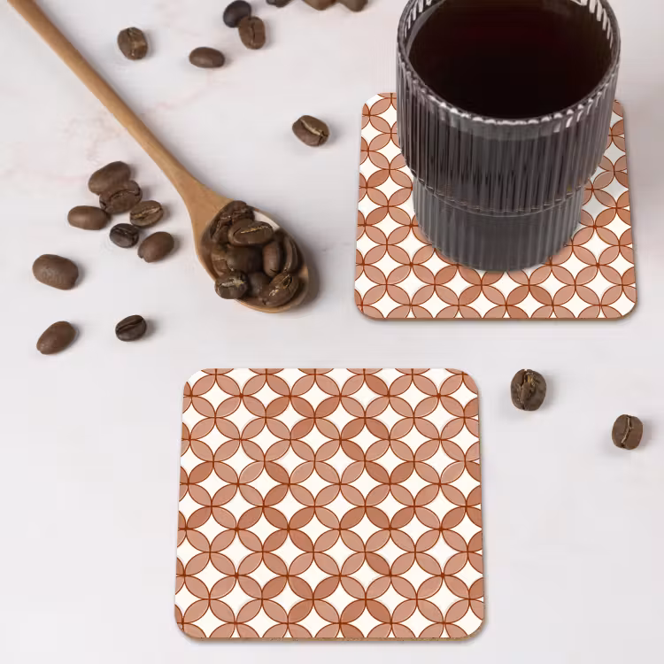 Geometrisch - Cirkels - Modern - Terracotta onderzetter kurk middel 366 -sfeer2