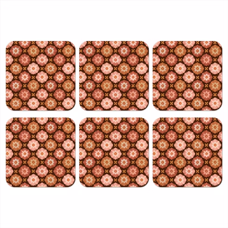 Geometrisch - Bloemen - Kleurrijk onderzetter kurk middel 366 -3d
