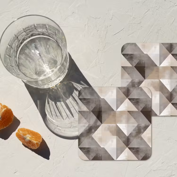 Geometrisch - Motief - Aardetinten onderzetter kurk middel 366 -sfeer4