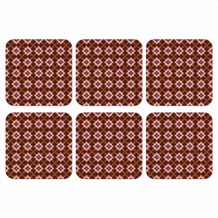 Geometrisch - Sierlijk - Bruin onderzetter kurk middel 366 -3d
