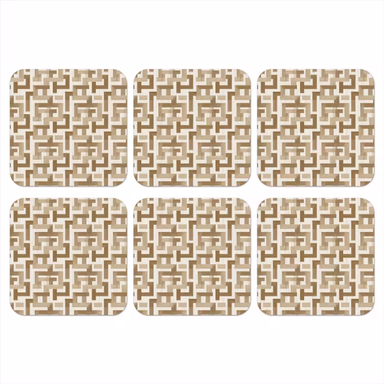 Geometrisch - Retro - Bruin onderzetter kurk middel 366 -3d