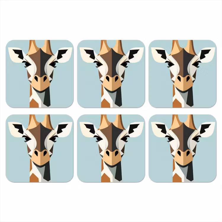 Giraffe - Illustratie - Bruin - Minimalistisch onderzetter kurk middel -3d