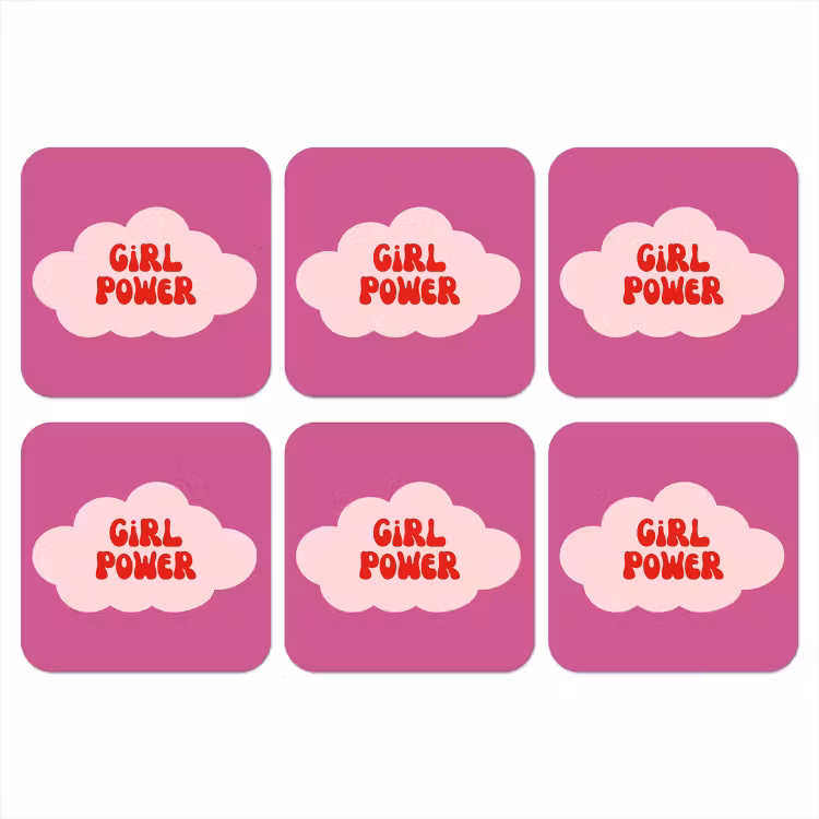 Girl power - Wolk - Roze onderzetter kurk middel -3d