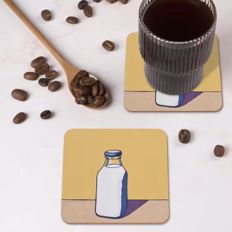 Glazen - Fles - Illustratie - Melk onderzetter kurk middel -sfeer2