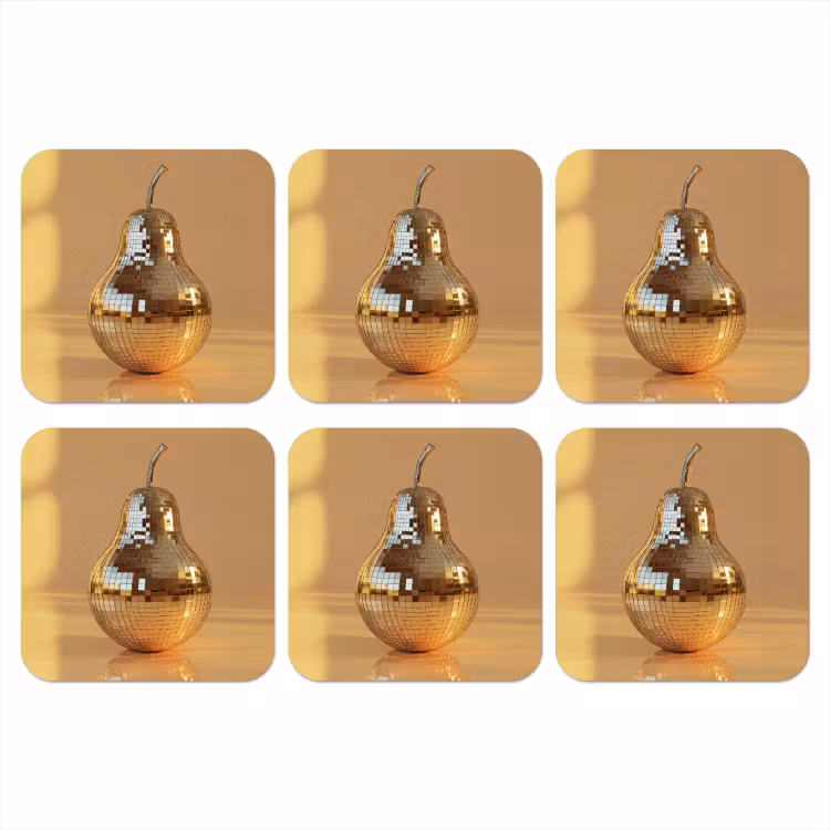 Goud - Disco - Glitter - Peer onderzetter kurk middel -3d