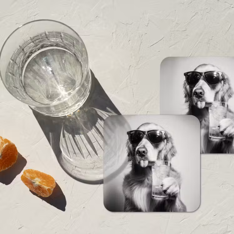 Golden retriever - Hond - Zonnebril - Gkas onderzetter kurk middel -sfeer4