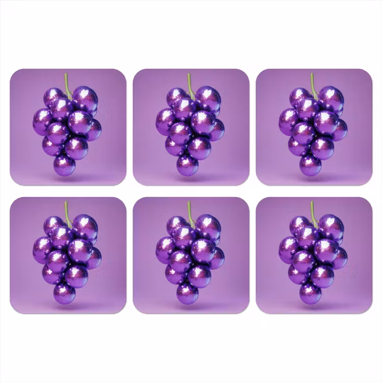Druif - Disco - Glitter - Paars onderzetter kurk middel -3d