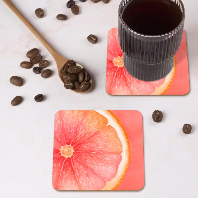 Grapefruit - Roze - Levendig onderzetter kurk middel -sfeer2