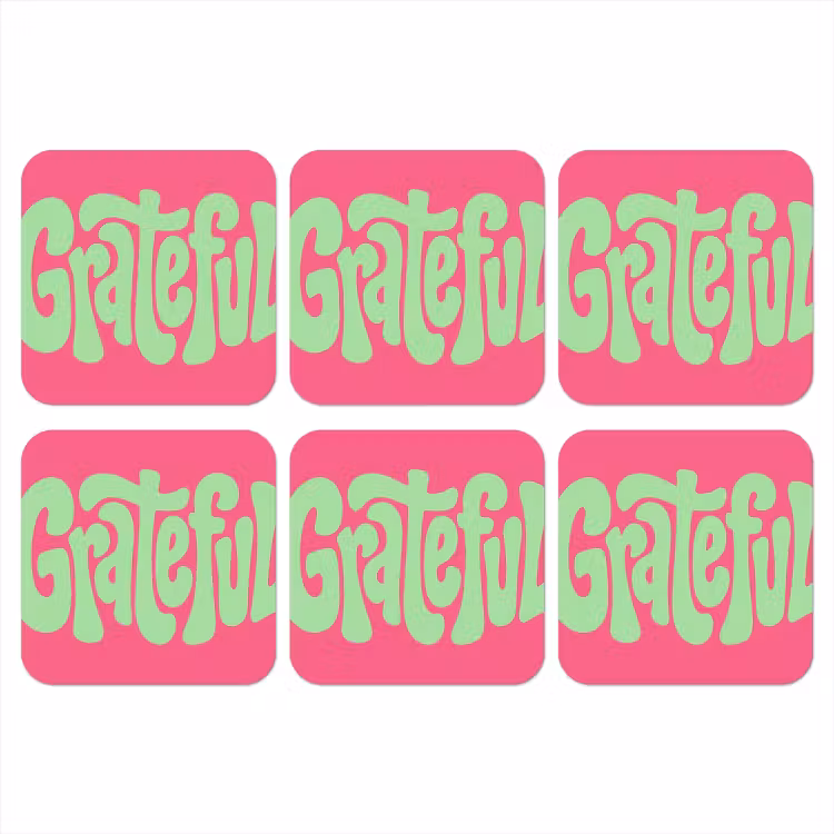 Grateful - Groen - Grafisch - Vloeiend onderzetter kurk middel -3d