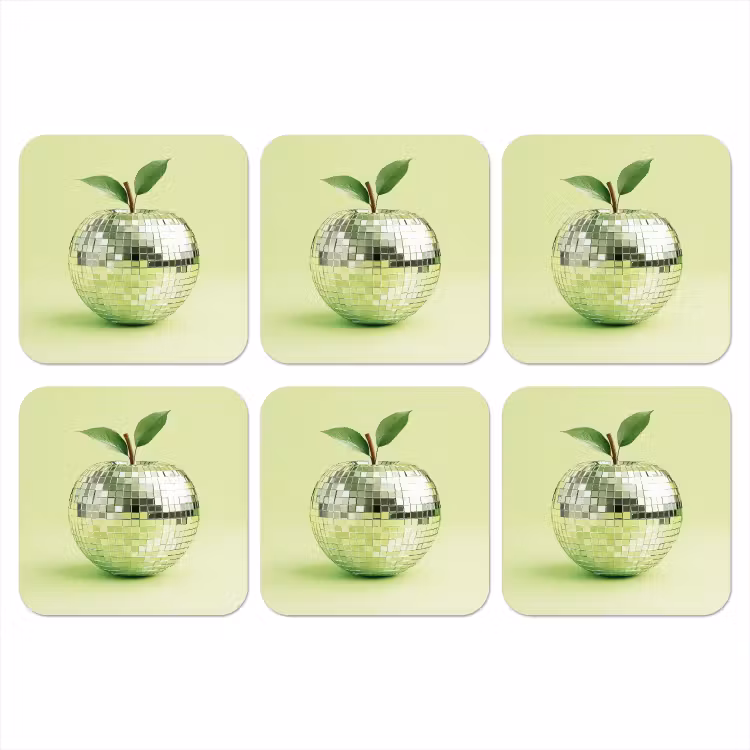 Groen - Disco - Decoratie - Appel onderzetter kurk middel -3d