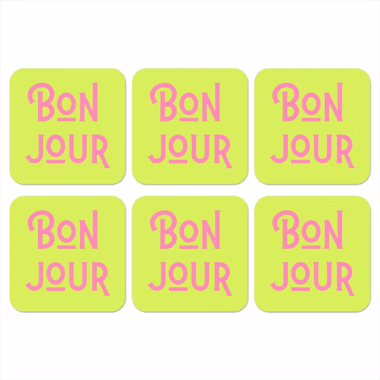 Groen - Roze bonjour - art-deco onderzetter kurk middel -3d