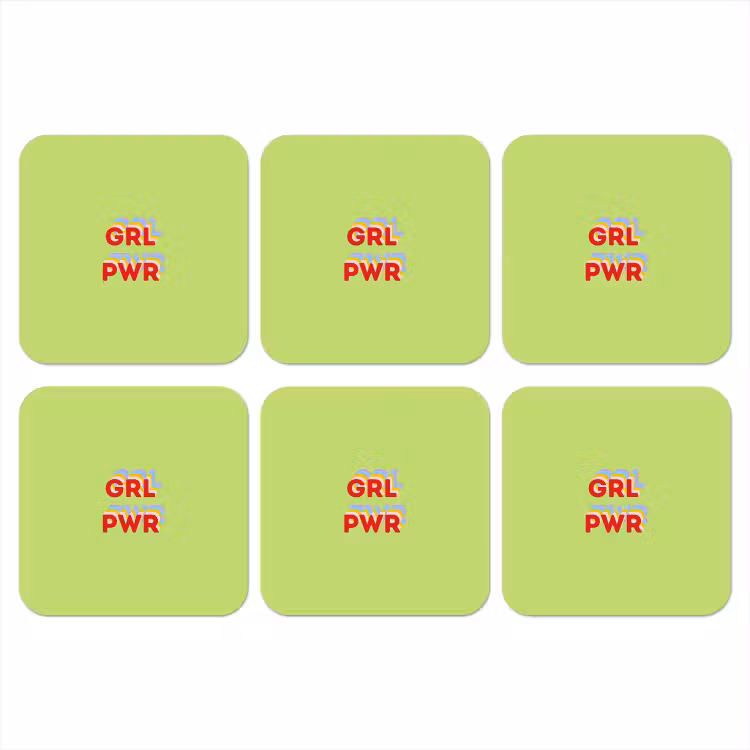 Grl pwr - Groen - Rood - 3D onderzetter kurk middel -3d